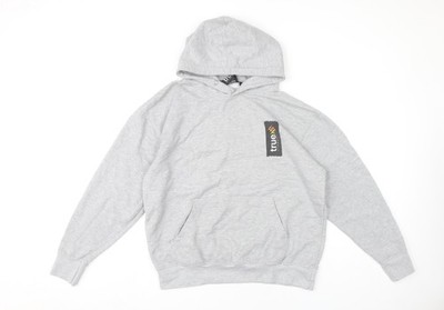 True Student grauer Herren Pullover Hoodie M Regular Fit Grafikdruck