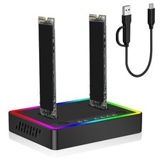 M.2 NVMe SATA SSD Cloner Dock, Dual NVMe SATA SSD Enclosure, 20Gbps USB3.2 Ge...