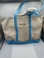 LL Bean Boat and Tote Bag XL Canvas Zipper Top Made In USA Blue