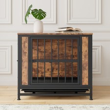 Dog Crate Furniture, Wooden Dog Crate Table, 27.48" Dog Kennel with 2 Sliding D