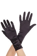 Adult Wrist Length Satin Gloves Black Womens Gloves