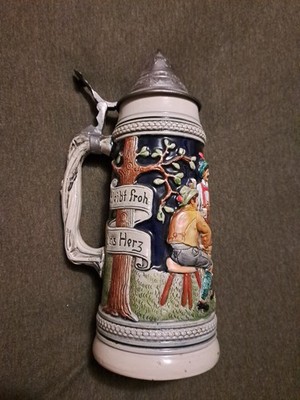 Western Germany Beer Stien With Lid