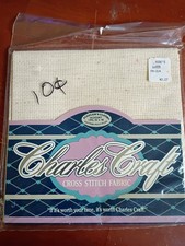 NIP Charles Craft Silver Lt Blue 14 Count Aida Cross Stitch Fabric 12  x 18  
