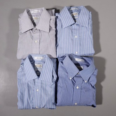 Eagle Shirtmakers Dress Shirt Men 15 32/33 Blue Purple Striped Non-Iron Lot of 4