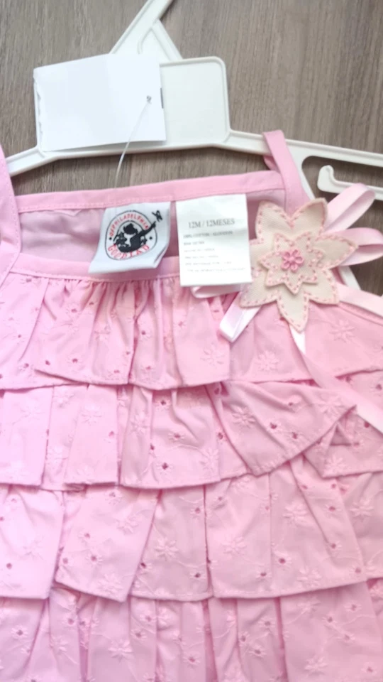 De colección Bebé Niñas Ropa Goodlad 2 piezas Conjunto 12 M Rosa Volantes Ojales Top Barbie Foto 4 de 4