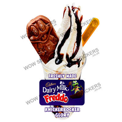 Cadbury Freddo Ice Cream Knickerbocker Glory Sticker Aufkleber (Größe wählbar)