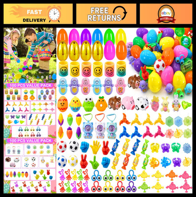 100 PCS Prefilled Easter Eggs with Toys - Assorted Plastic Fillers for Kids Part