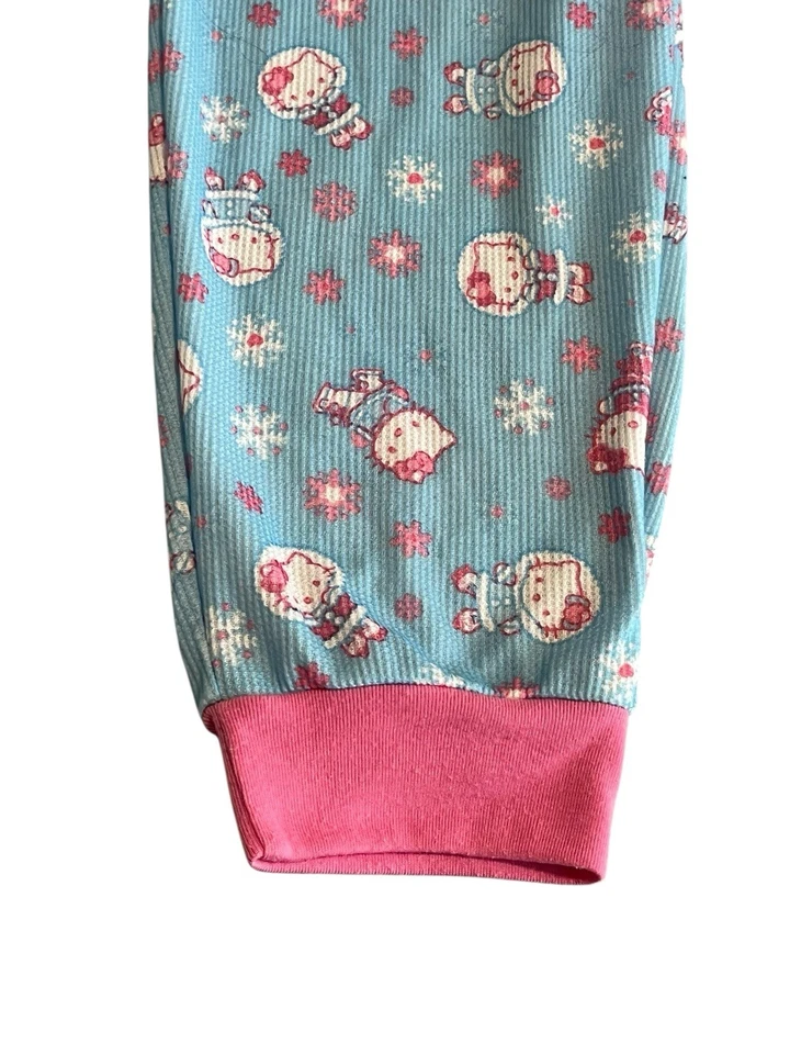 Pantalones térmicos de salón Hello Kitty para niñas talla L 10/12 azul rosa tejido gofre pijama Foto 4 de 4