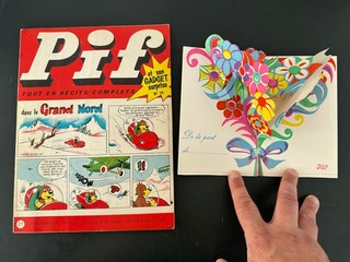 rarissime VAILLANT PIF GADGET N°14 AVEC GADGET CARTE DE VOEUX FETE DES MERES