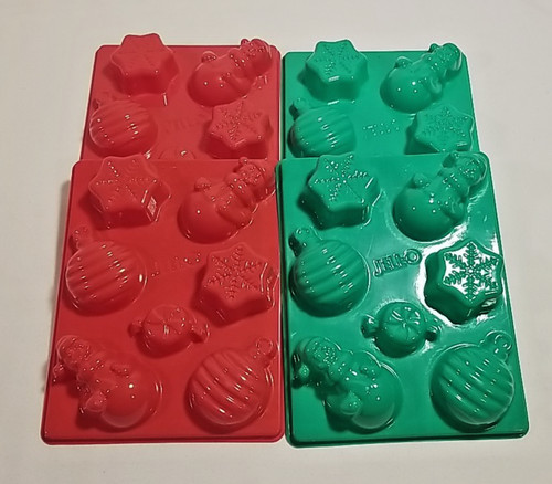 Set of 4 Christmas Jello Molds 8.5" x 6.5" x 1.5" Deep - Preowned