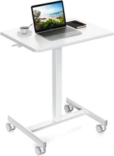 YSSOA Mobile Small Standing Desk - Rolling Desk with Adjustable Height and Locka