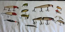 Large Vintage Fishing Lure Lot – Heddon - Creek Chub - Jitterbug- Lazy Ike