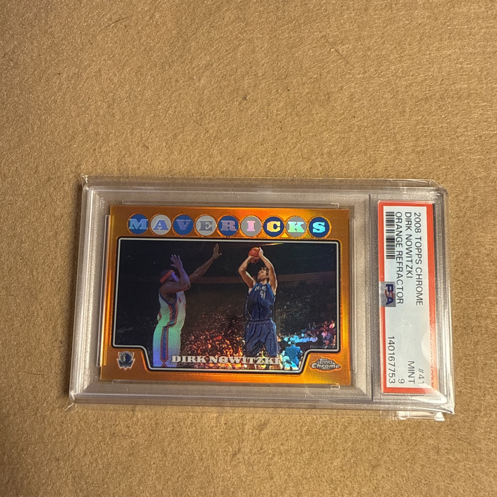 DIRK NOWITZKI 2008-09 Topps Chrome #41 Orange Refractor /499 PSA 9