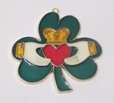 SHAMROCK CLADDAGH SUNCATCHER IRISH, IRELAND, ST. PATRICK'S DAY SUNCATCHERS 