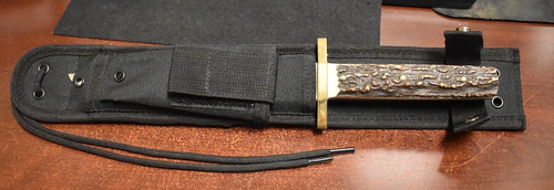 A.G. Russell Solingen Germany Bowie Fixed Blade Knife. Stag Handle w/ Sheath - Picture 9 of 10