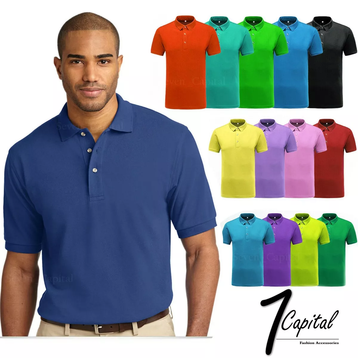 Men's Polo Shirt Dri-Fit Golf Sports Cotton T Shirt Jersey Casual Short  Sleeve