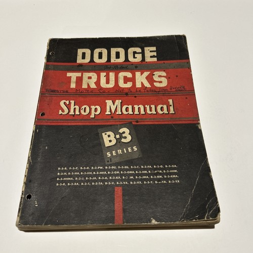 1951 - 1952 Dodge Truck B-3 Series Shop Manual Original Many Models No D13696