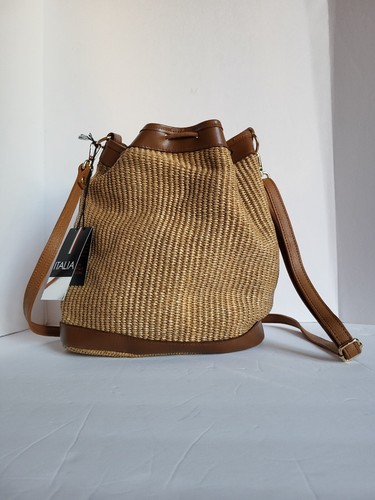 Bergdorf Goodman Handmade in Italy Leder Stroh Geldbörse Damen Tasche - Bild 3 von 8