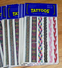 TEMPORARY TATTOOS  Art Bracelets  BRAIDS  RIBBONS  Lot Of 11