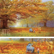 26W"x18H" AUTUMN LEAVES by PETER ELLENSHAW - WINNIE THE POOH - CHOICES of CANVAS