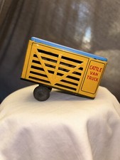 Japan Tin Litho Toy Cattle Van Truck Trailer Blue  Yellow 3.5  