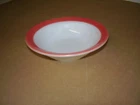 Vintage 1960's Pyrex Milk Glass dinnerware single Red Stripe berry bowl  used