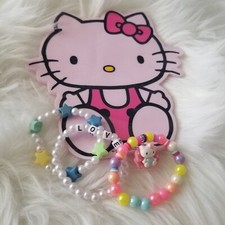 Hello Kitty Child Toddler Bracelets Lot Of 23 Pink Sanrio Stackabel Friendship