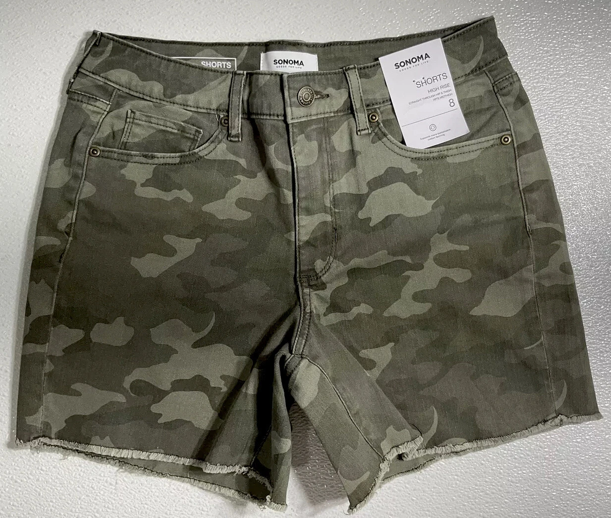 NEW SONOMA Womens Camouflage High Rise Stretch Fit Shorts Size 8 Medium Pants
