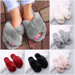 fluffy cross over slippers