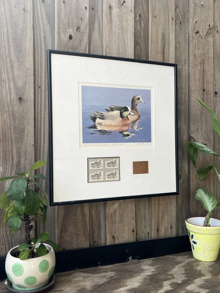1980s US Department Duck Stamp Print 50th Anniversary Signed Numbered Wall Art - Image 4 of 4