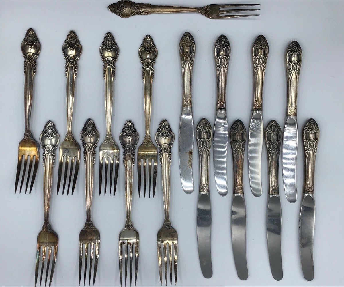 Antique Russian Soviet Era Silverplate flatware lot of 17 pcs Kolchug Mizar MHU