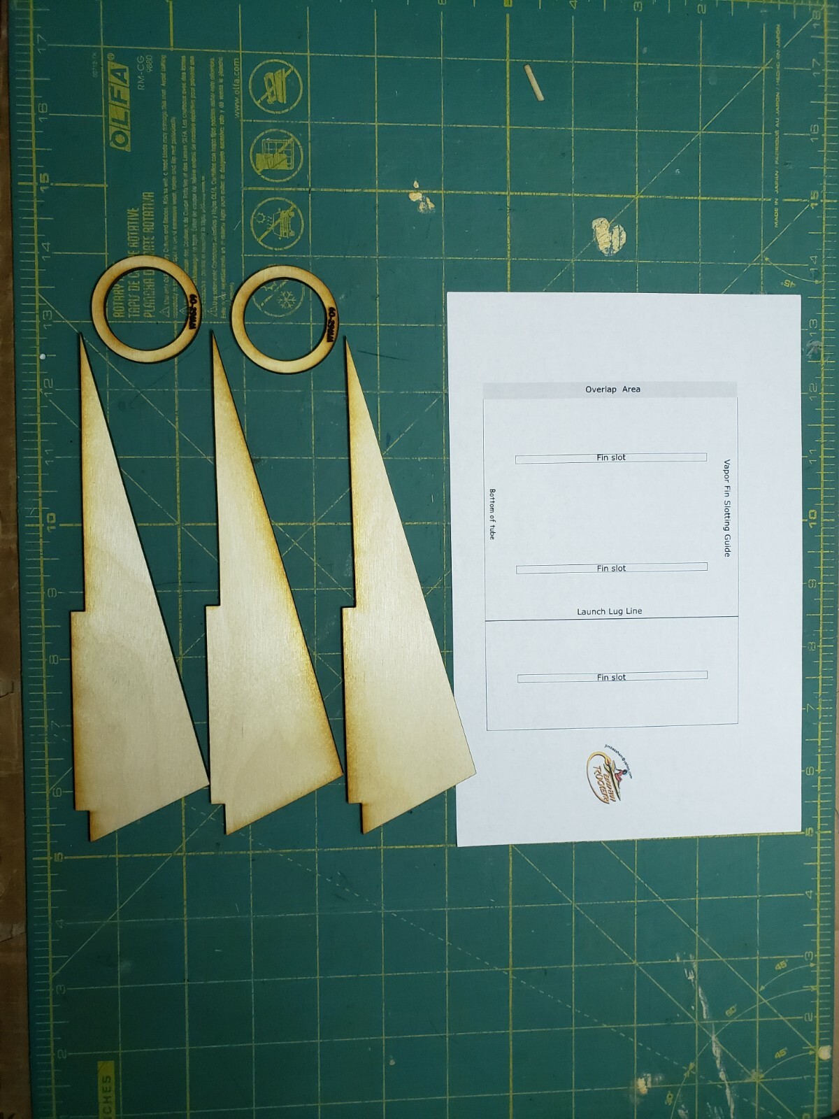 29mm Plywood Fin and Ring Upgrade for Estes Vapor 7294 Model Rocket