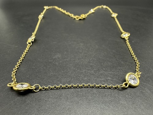 Collana con strass tono oro argento sterling firmata Talbots 20" - Foto 4 di 9