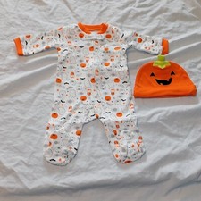 NEW Baby First Halloween Pajamas w/Feet Hat Pumpkin Unisex 2pce Ghost Owl