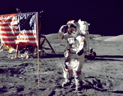 Apollo 17 Moon Landing PHOTO Last Man on Moon Gene Cernan Salutes