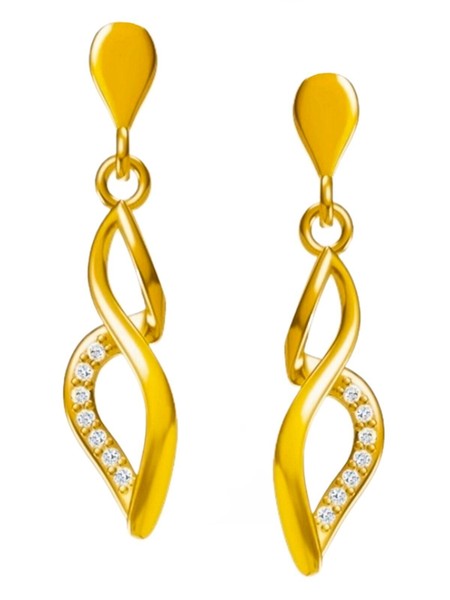 Filigrane Ohrringe 925 Silber Gelbgold Vergoldet Zirkonia Damen Ohrstecker Gold-image