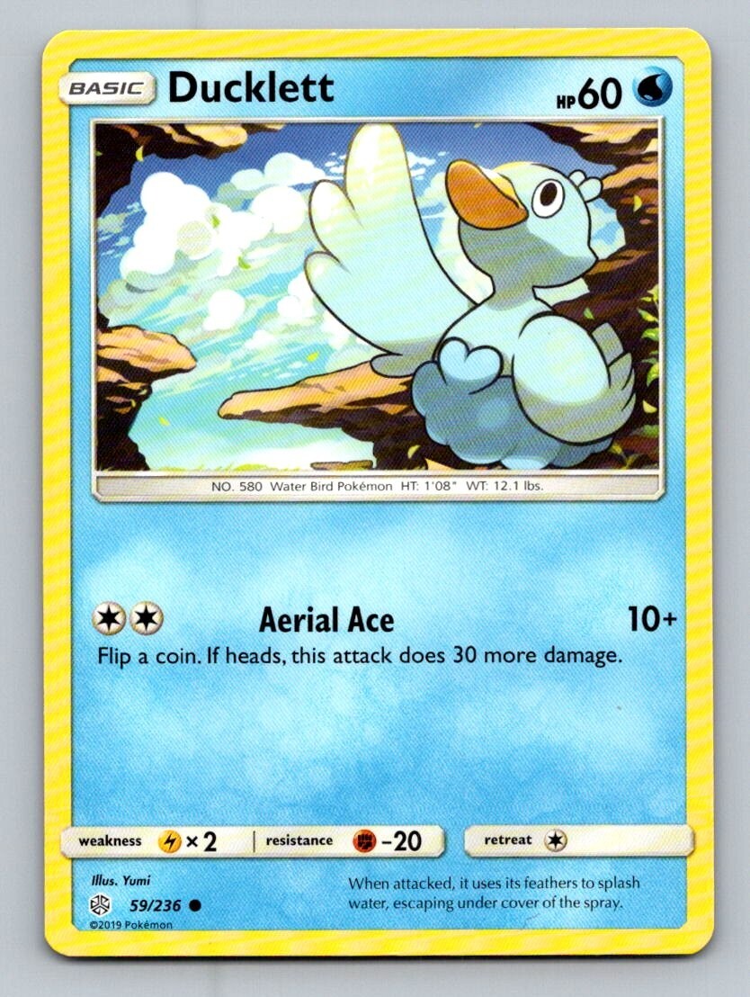 2019 Pokemon Card Cosmic Eclipse Ducklett 59/236