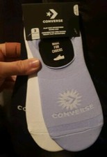 Converse Women's 3 Pair Flat Knit Microfiber Ultra Low Socks Lav/Blk/White NWT