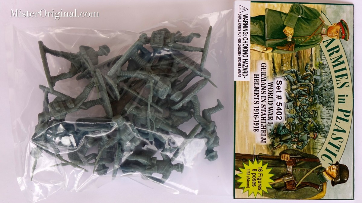 Armies in Plastic 5402 1/32 Ww1 Germans Stahlhelm Helmets 20 Figs