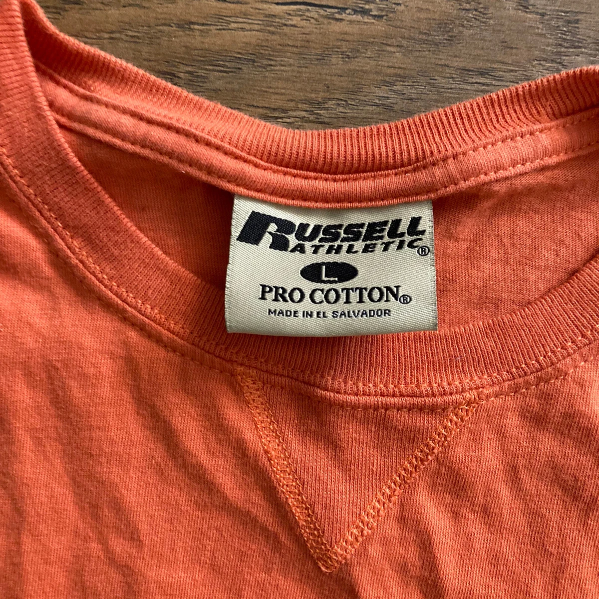 Vintage Russell Athletic Pro Cotton T Shirt L Orange