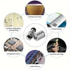 60X Magnifier Jeweler Loupe with LED Light 10X Folding Pocket Eye Glass Mini