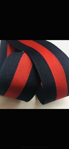 2” Blue Red Blue Stripe Grosgrain Ribbon 2.5 Yds - Picture 2 of 3