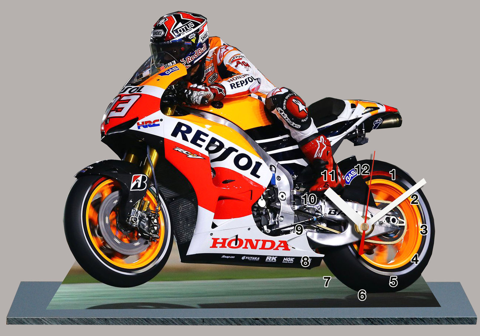 Horloge moto Honda Repsol 2015 Marquez édition métal collector 30x20cm