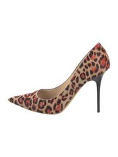 JIMMY CHOO Abel 100 Nude Ponyhair Animal Print Pumps Size 9.5 IT 39.5 Good Cond.