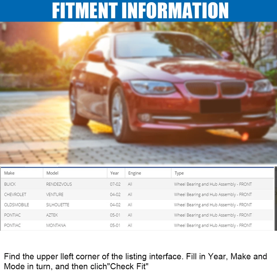 2PC Front Wheel Bearing Hub for Buick Rendezvous/Pontiac Aztek Montana/Chevrolet - Image 3 of 4