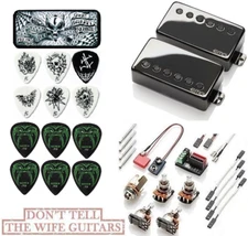 EMG JH SET JAMES HETFIELD BLACK CHROME STANDARD SPACED SHORT POTS (30 PICKS,TIN)