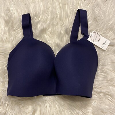 Le Mystere 32G Bra Blue Smooth Shape 360 Smoother Wireless Back Closure NEW
