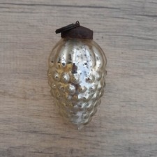 Vintage silver mercury acorn glass iron cap kugel style christmas tree ornament