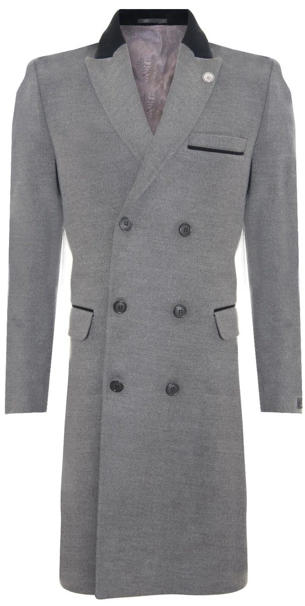 Grey double breasted coat mens clearance