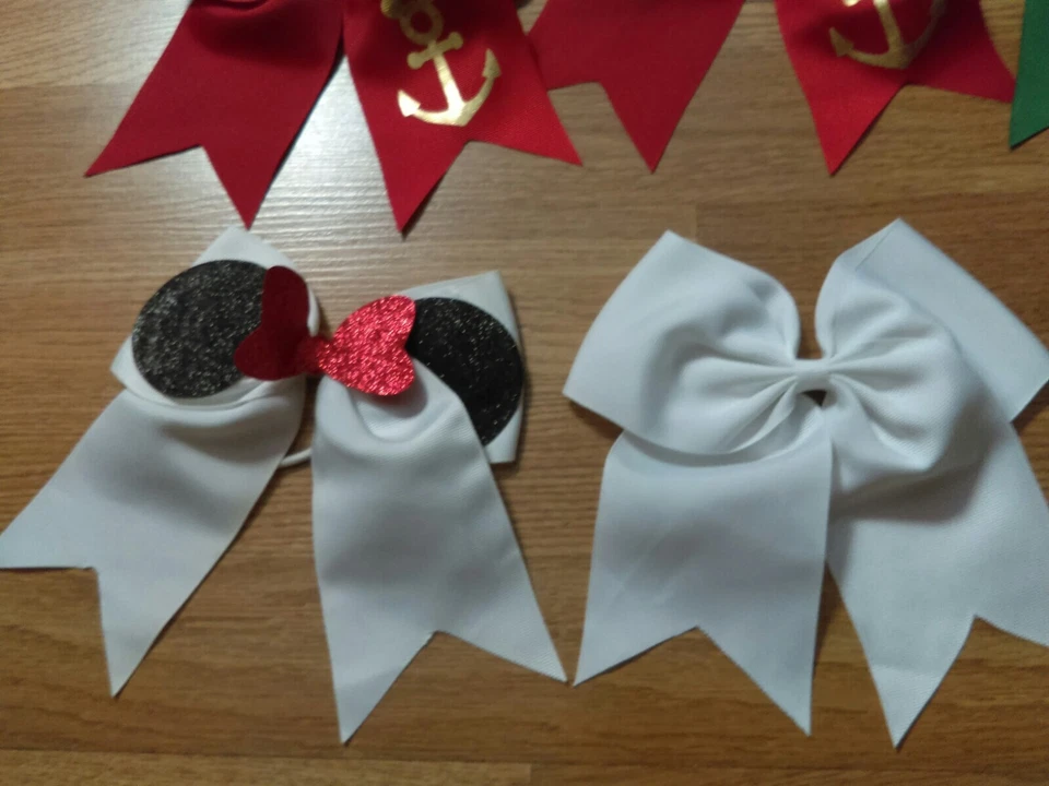 Lote de 6 moños de pelo Disney Cruise Line Mickey & Minnie rojo verde blanco niñas Foto 3 de 4